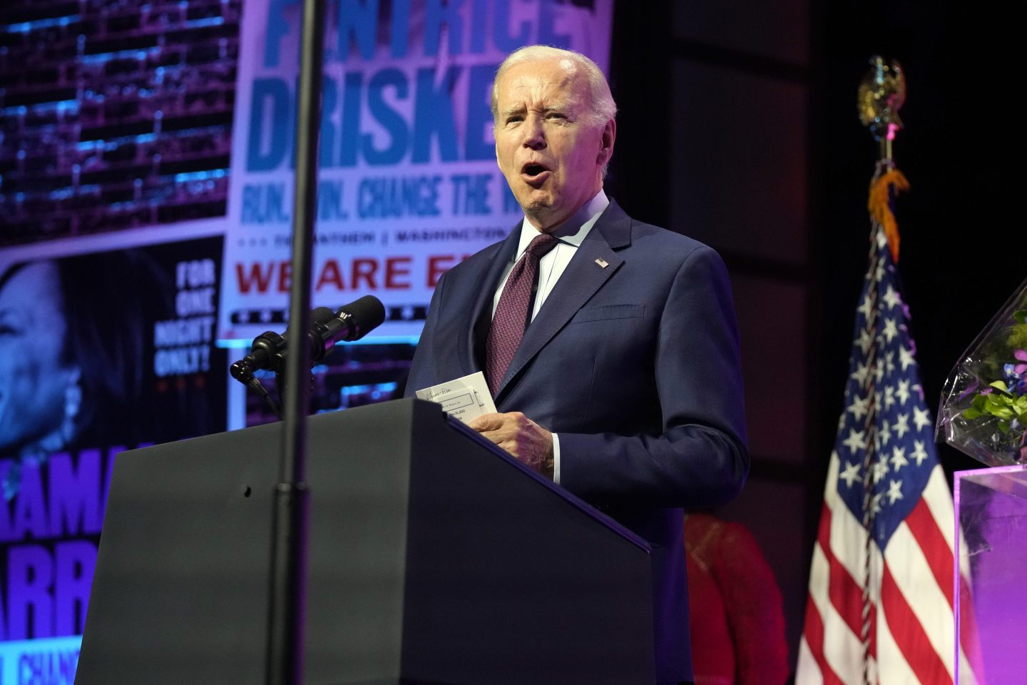 President Joe Biden speaks at the 2023 We Are EMILY National Gala, a fundraiser for EMILY's List, on May 16, 2023, in Washington.