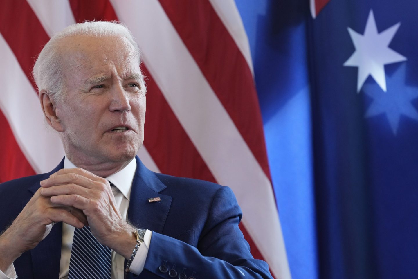 President Joe Biden answers questions on the U.S. debt limits ahead of a bilateral meeting with Australia's Prime Minister Anthony Albanese on the sidelines of the G7 Summit in Hiroshima, Japan, on May 20, 2023.
