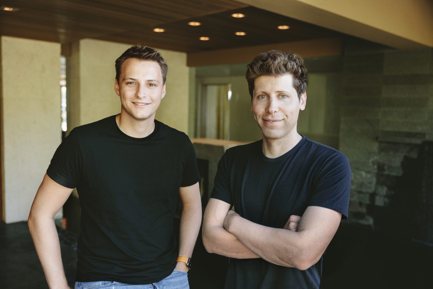Worldcoin founders Alex Blania (left) and Sam Altman.