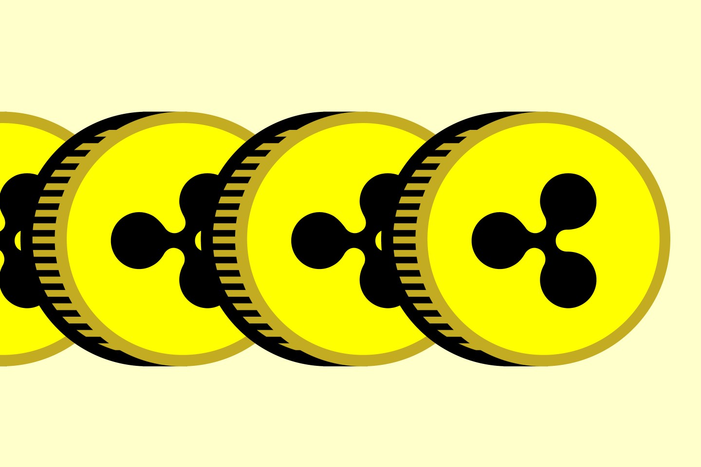 Coins with Ripple logos against a blank background.