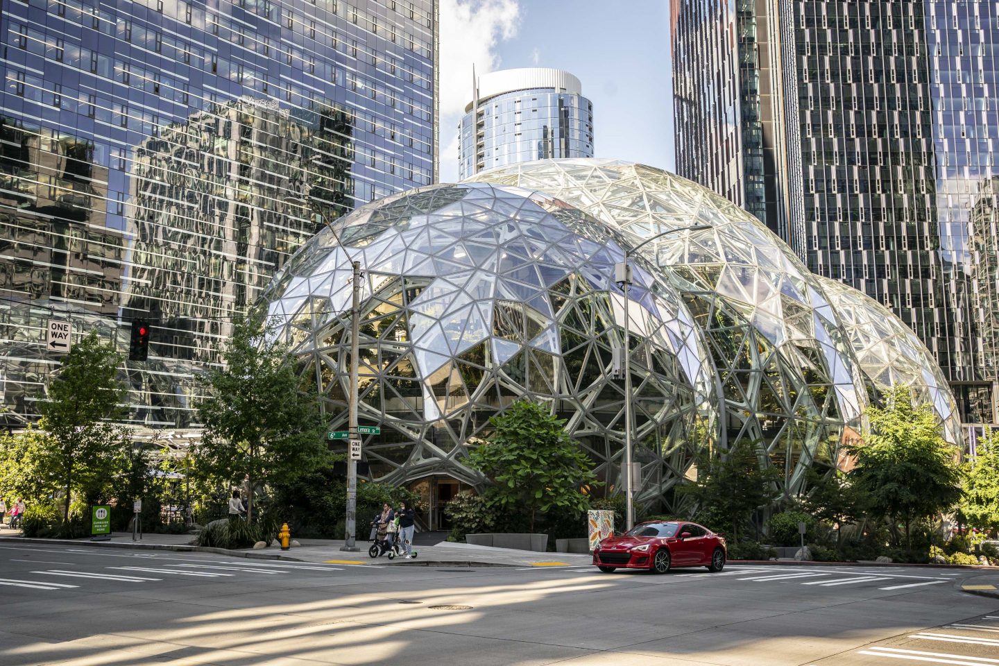 The Spheres at Amazon headquarters in Seattle. Some staff are planning a walkout over the firm’s return-to-office mandate.
