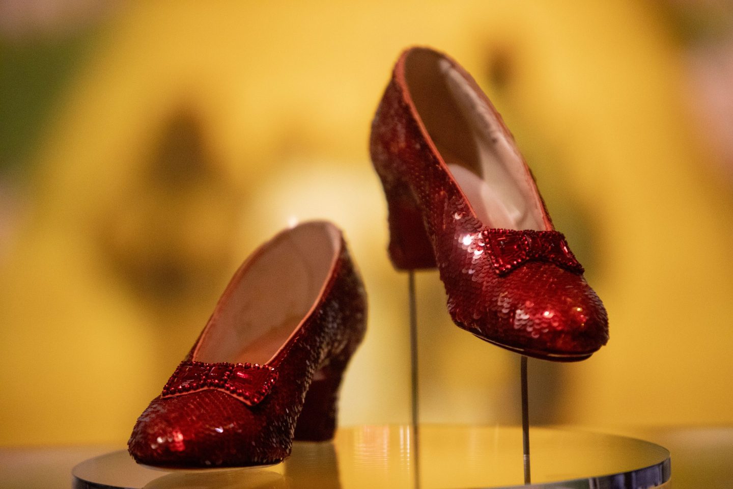 A pair of Dorothy's ruby slippers from "The Wizard of Oz."