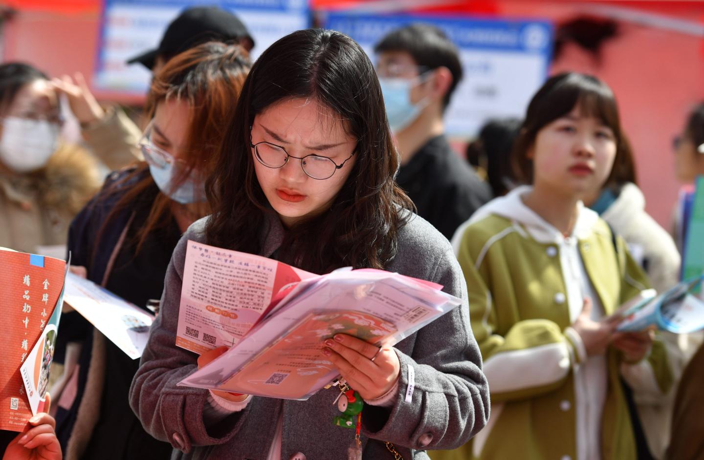 New college graduates attend a job fair in Fuyang, China