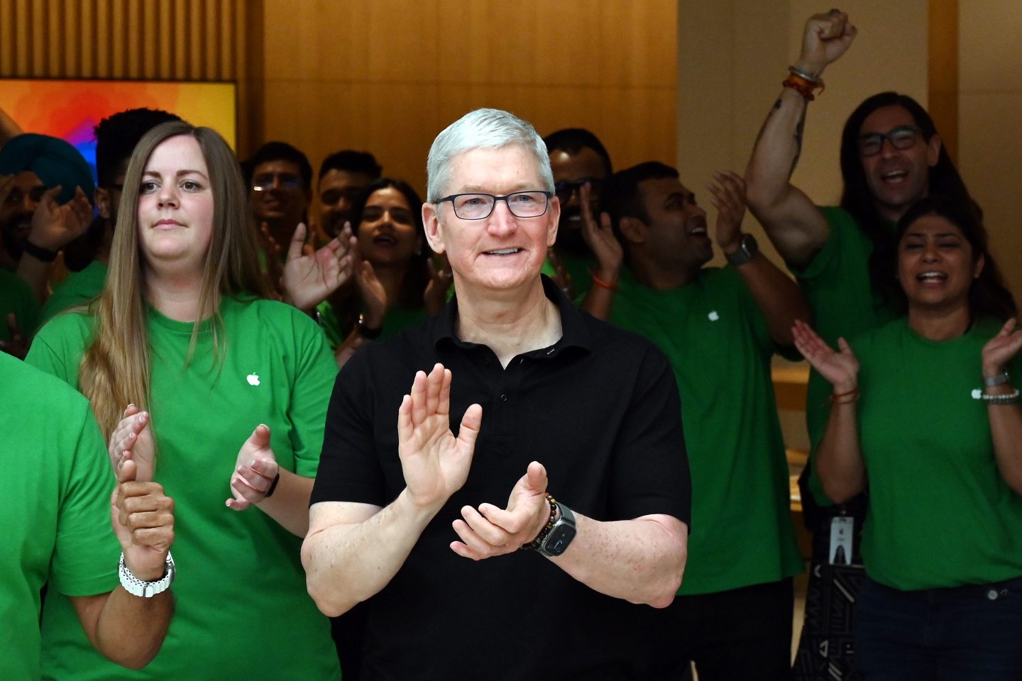 Apple CEO Tim Cook told CNBC that mass layoffs are not "something that we're talking about at this moment."