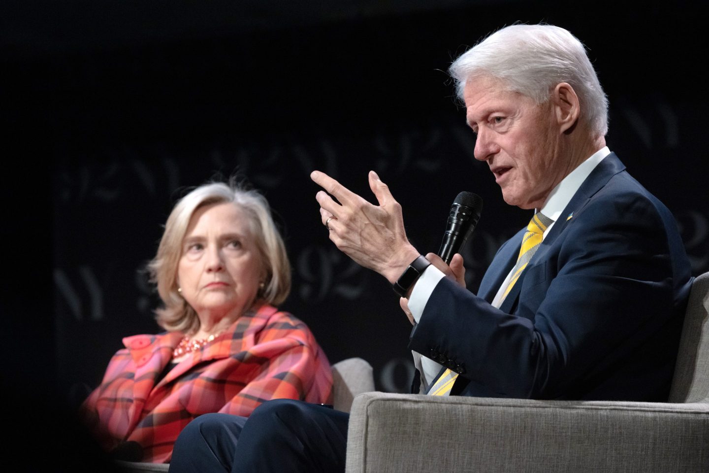 Bill Clinton and Hillary Clinton onstage at the 92nd Street Y in New York this week.