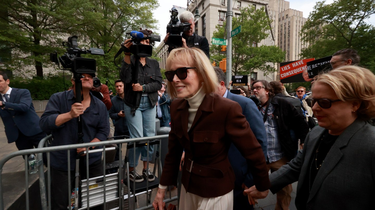 E. Jean Carroll outside the Southern District of New York Court the morning of her victory against Donald Trump.