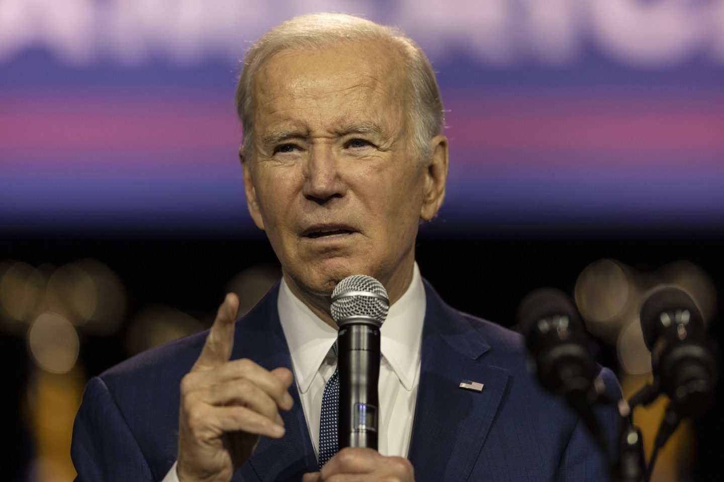 US President Joe Biden speaks during an event