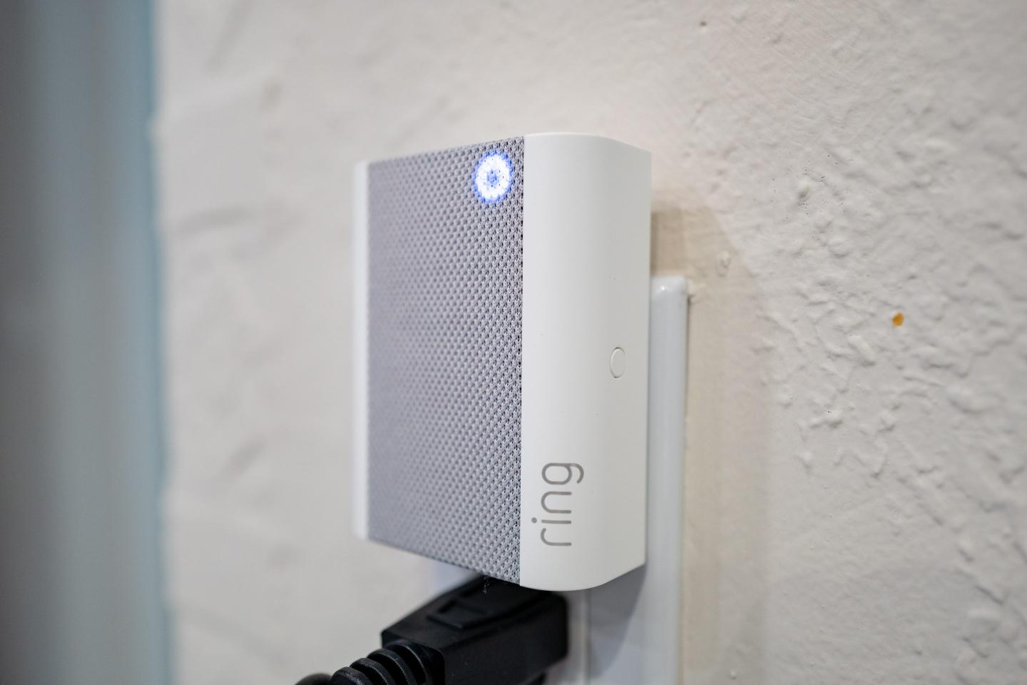 Close-up of Ring Chime for Ring Video Doorbell system from Amazon in smart home in Lafayette, California, May 17, 2021. 