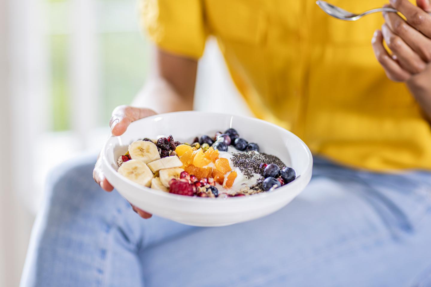 Adding 1 tbsp of chia seeds to your yogurt gives you 10 additional grams of fiber.