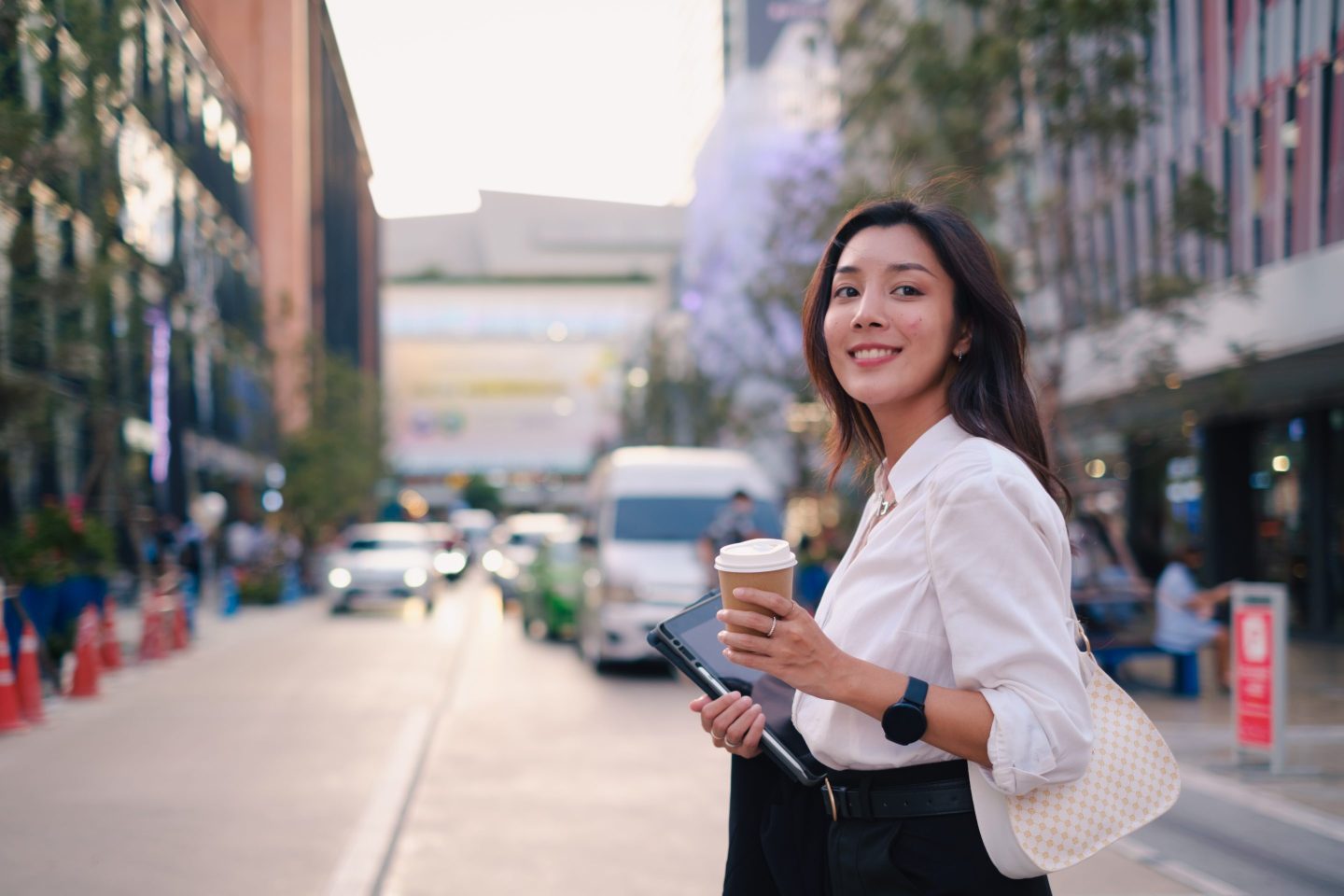 Young business woman on the way