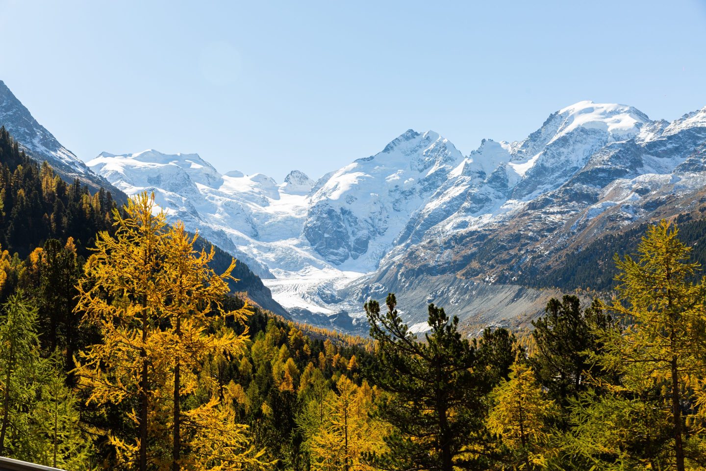 A view of the Bernina mountains which are surrounded by glaciers in Switzerland. The country's glaciers saw a 6% loss of volume in 2022. 