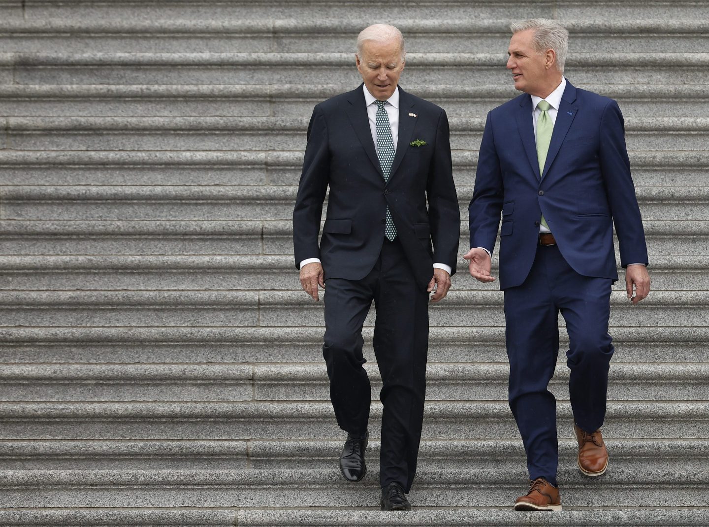 President Joe Biden and House Speaker Kevin McCarthy pictured in March 2023.
