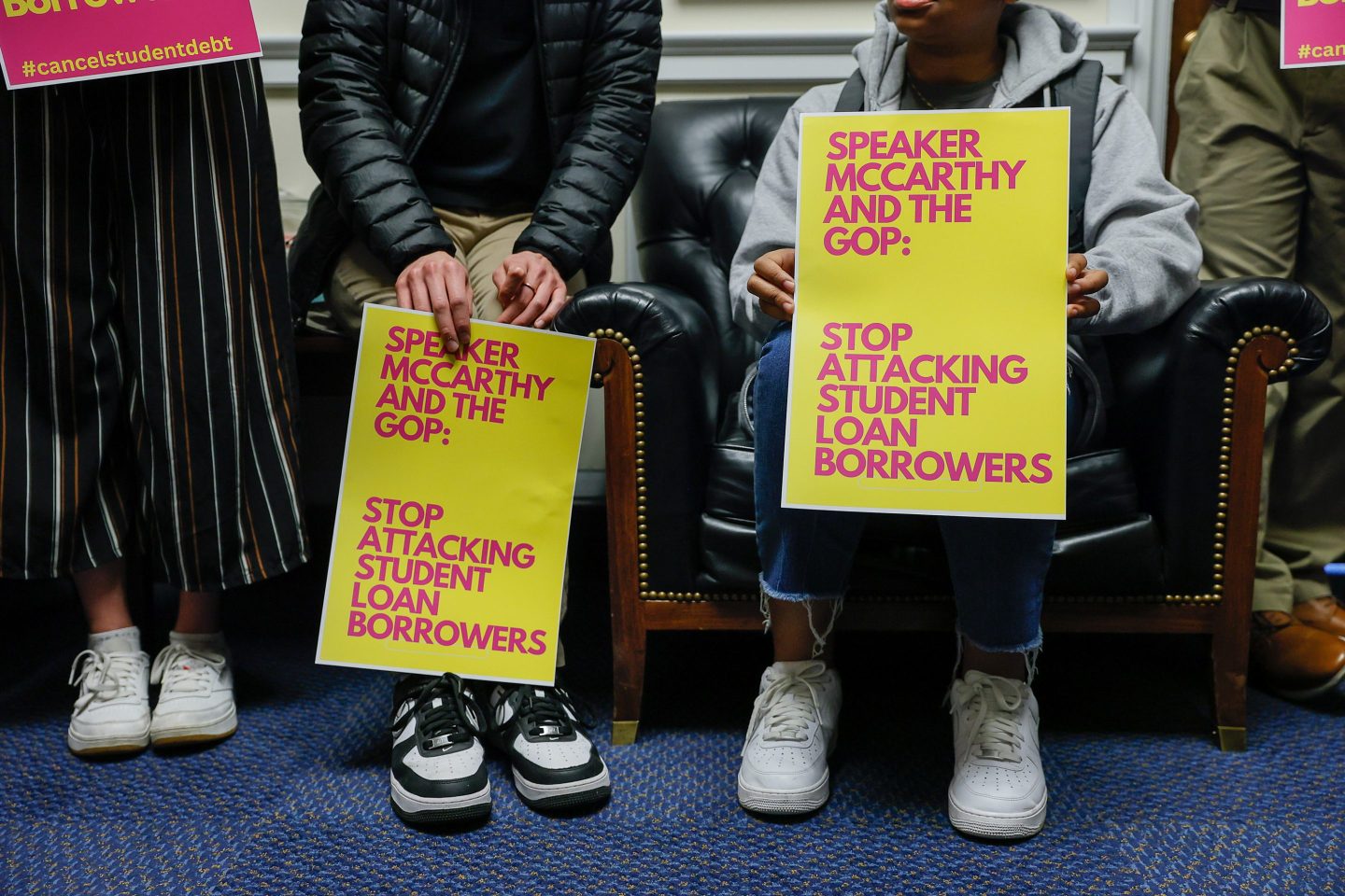 Student Loan Borrowers Sit-In Speaker McCarthy's Office Urging Him To Stop Trying To Block Student Debt Cancellation