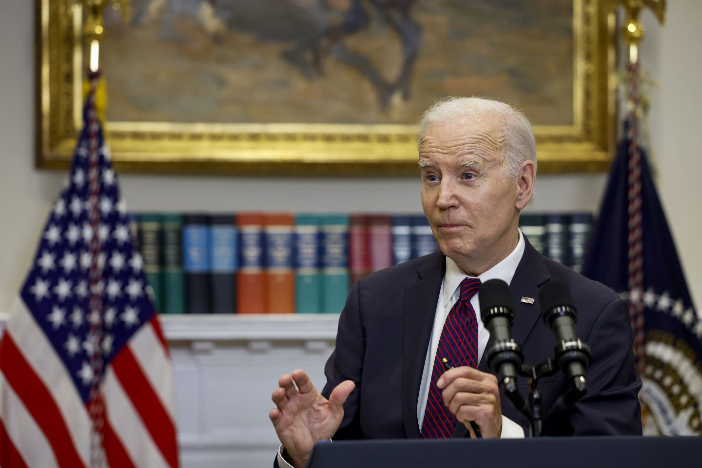U.S. President Joe Biden delivers remarks on the debt ceiling at the White House
