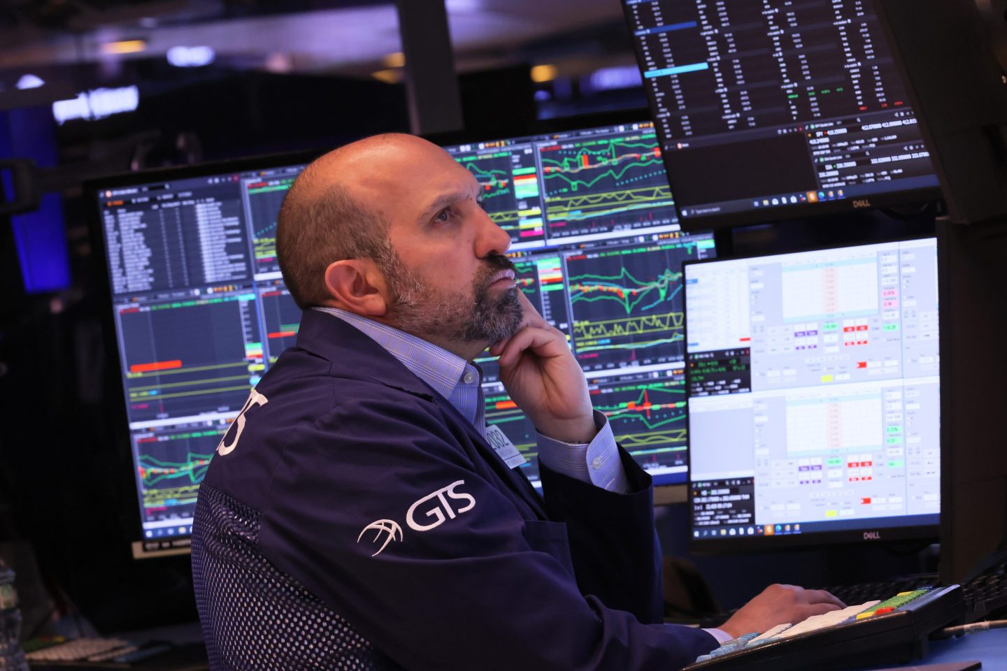 Traders work on the floor of the New York Stock Exchange during morning trading on May 17, 2023 in New York City.
