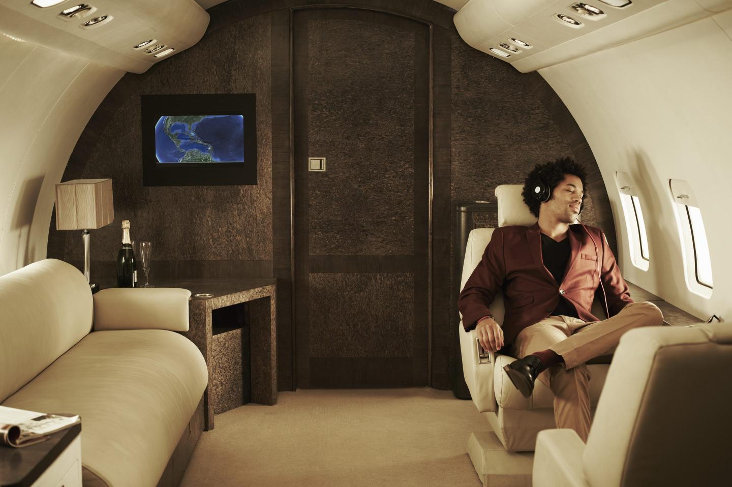 man on private jet