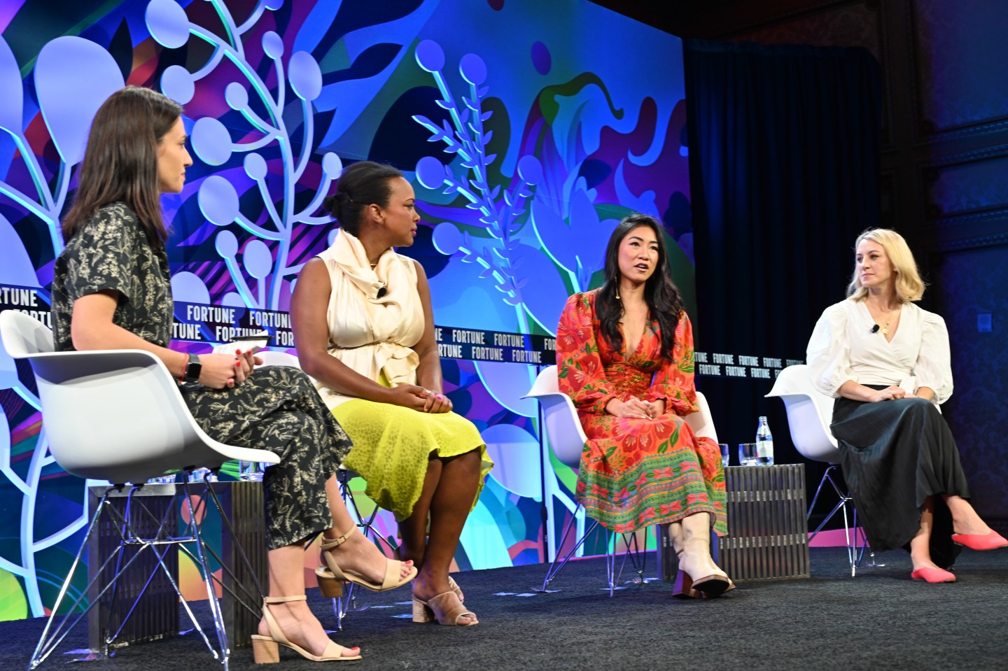 "The SVB Fallout" panel session during Fortune MPW Next Gen on Wednesday, May 17, 2023, in San Diego. From left to right: Moderator: Polina Pompliano, Founder, The Profile; Deputy Director, Live Events, Fortune; Sarah Kunst, Managing Director, Cleo Capital; Vanessa Pham, Co-founder and CEO, Omsom; and Dayna Quanbeck, CFO and COO, Rothy’s.