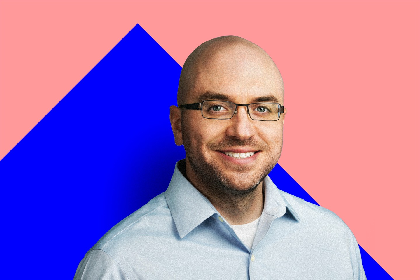 Daryll Henrich on pink and blue background.