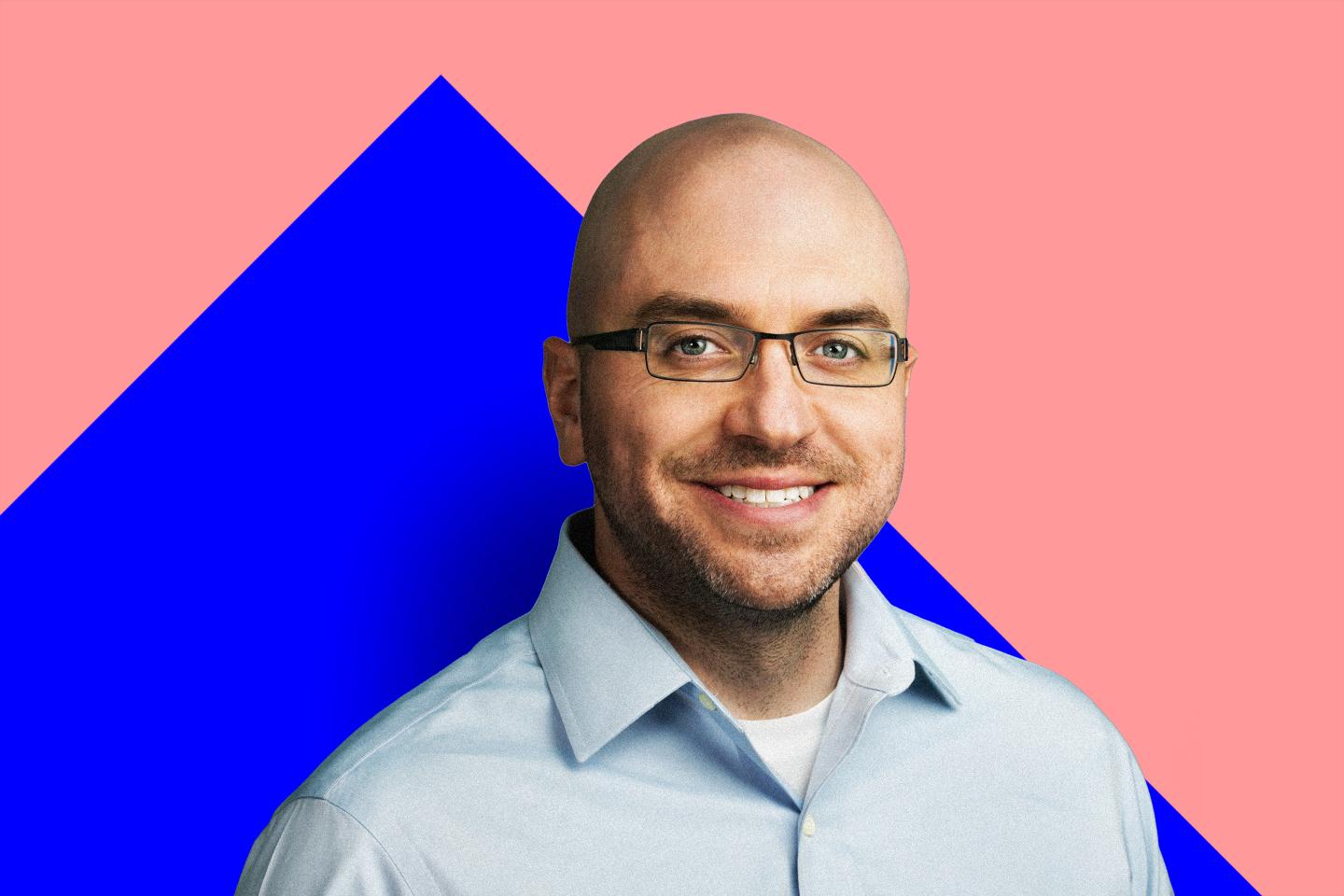 Daryll Henrich on pink and blue background.