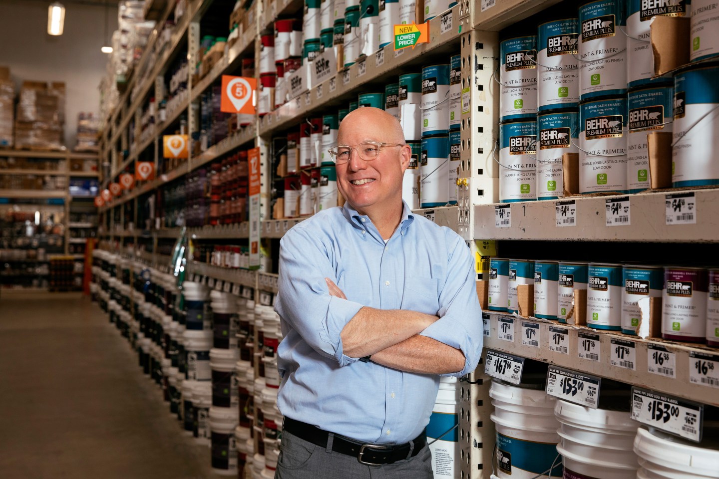 Ted Decker, CEO of Home Depot, poses for a photo at a Home Depot store in Atlanta, Georgia, on May 30, 2023.