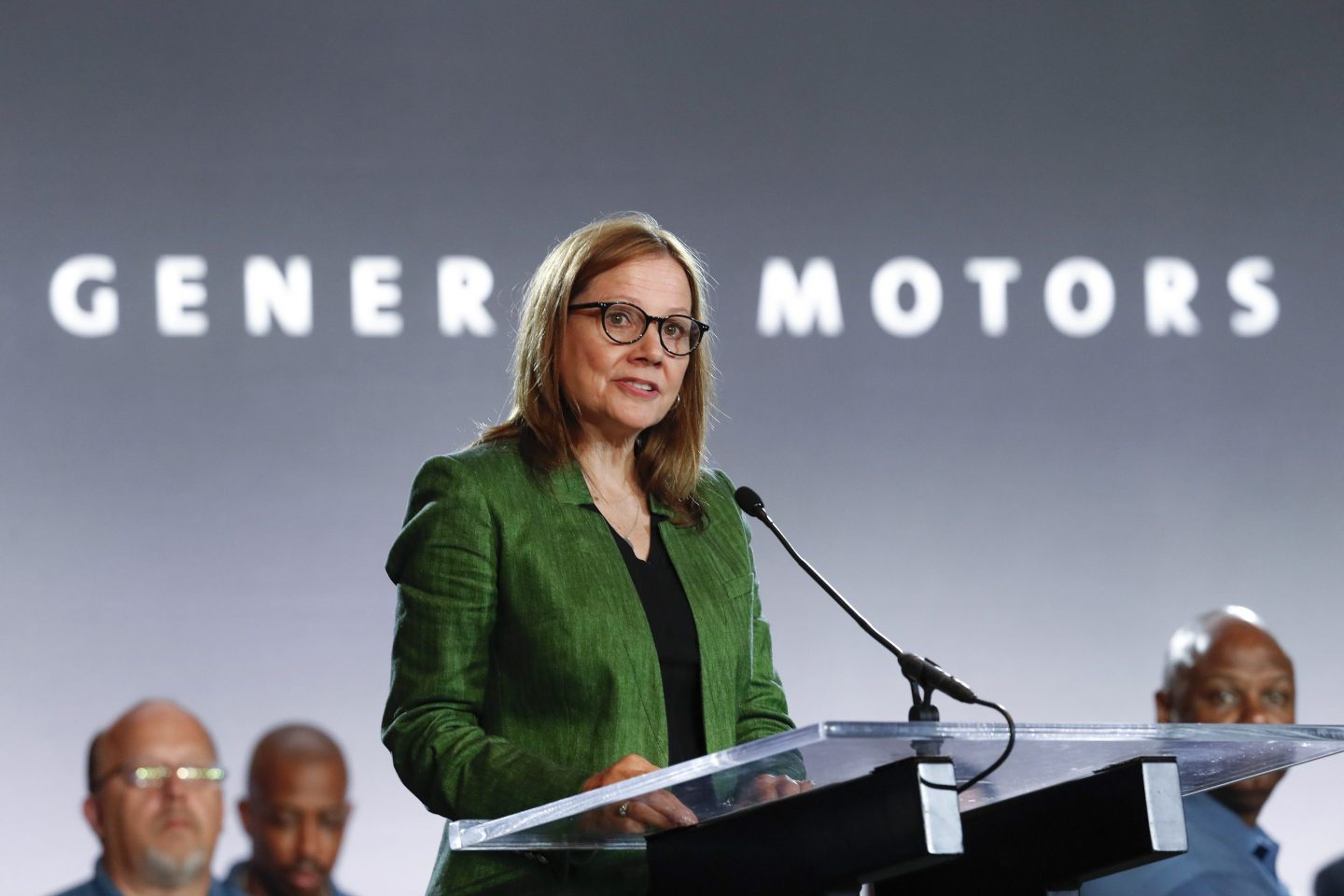 Chief Executive Officer Mary Barra speaks during the opening of contract talks with the United Auto Workers on July 16, 2019, in Detroit.