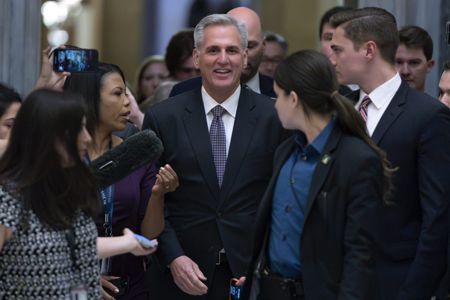 Speaker of the House Kevin McCarthy, R-Calif., walks to the House chamber at the Capitol in Washington, on May 31, 2023. as the House moves toward passage of the debt limit bill.