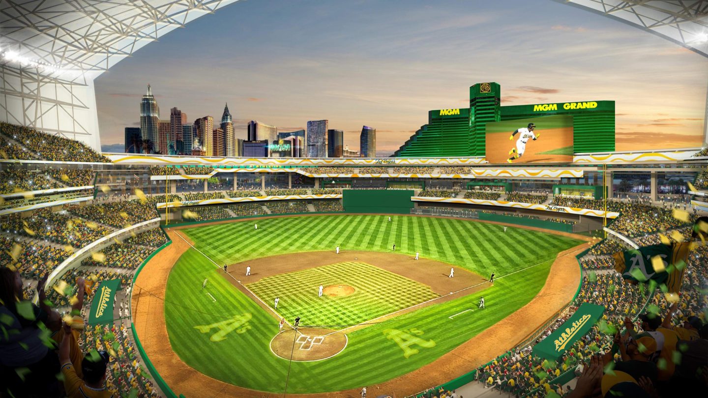 A rendering of the proposed new ballpark at the Tropicana site in Las Vegas.