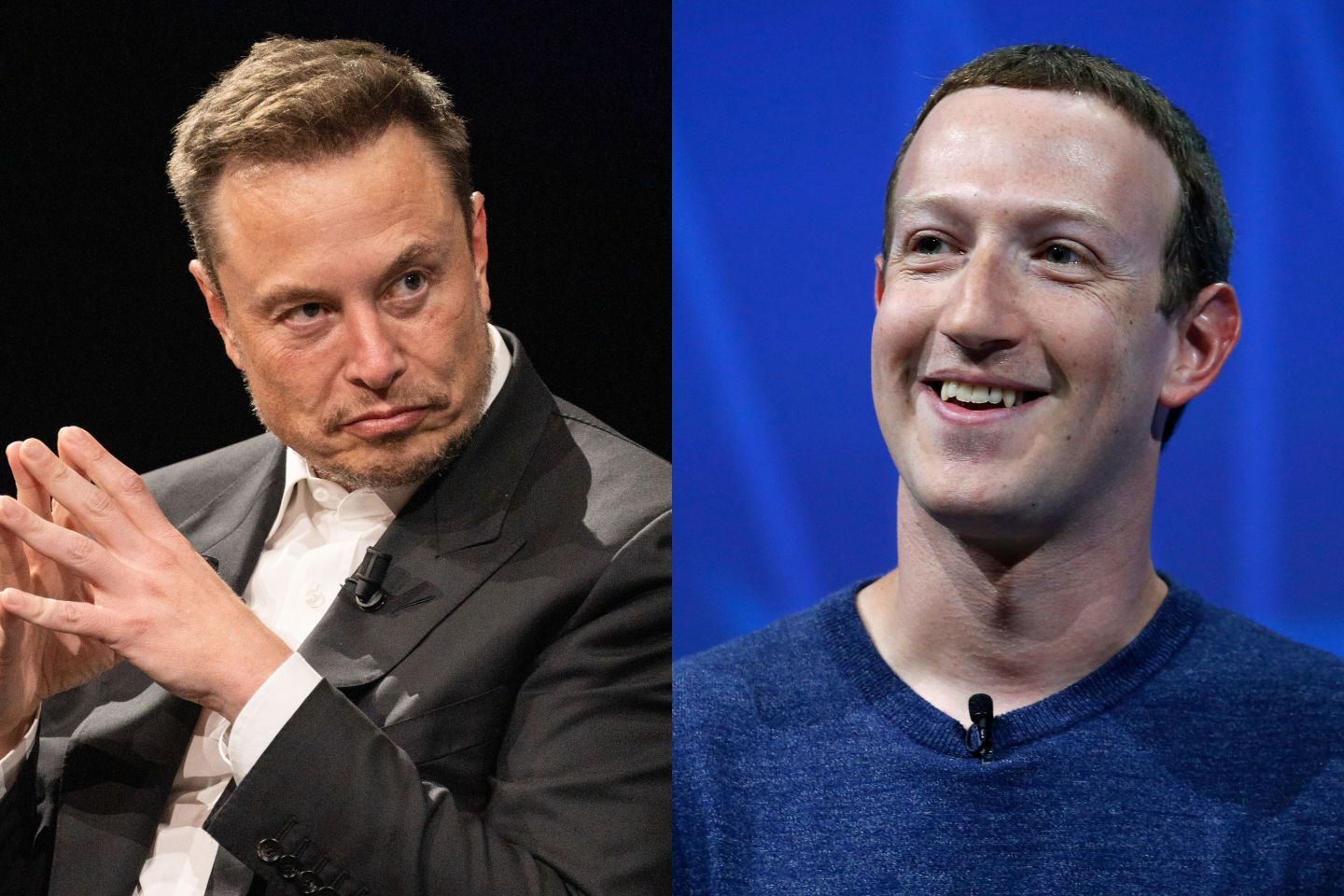 (Left) Tesla CEO Elon Musk has challenged Meta CEO Mark Zuckerberg (right) to a cage fight.