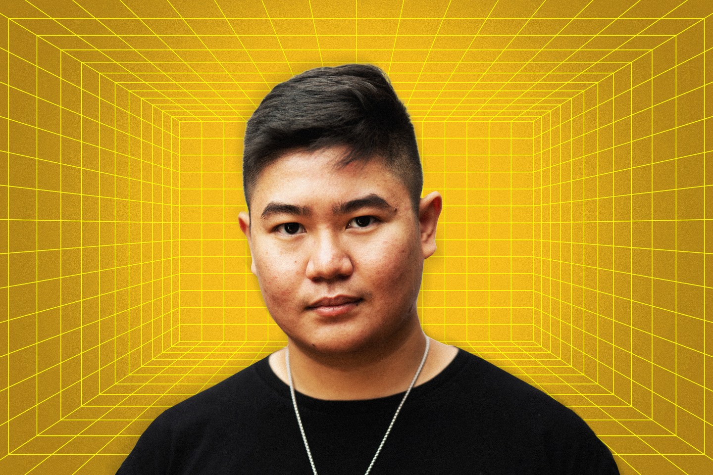 A headshot of Scott Sunarto in front of a pixelated background.