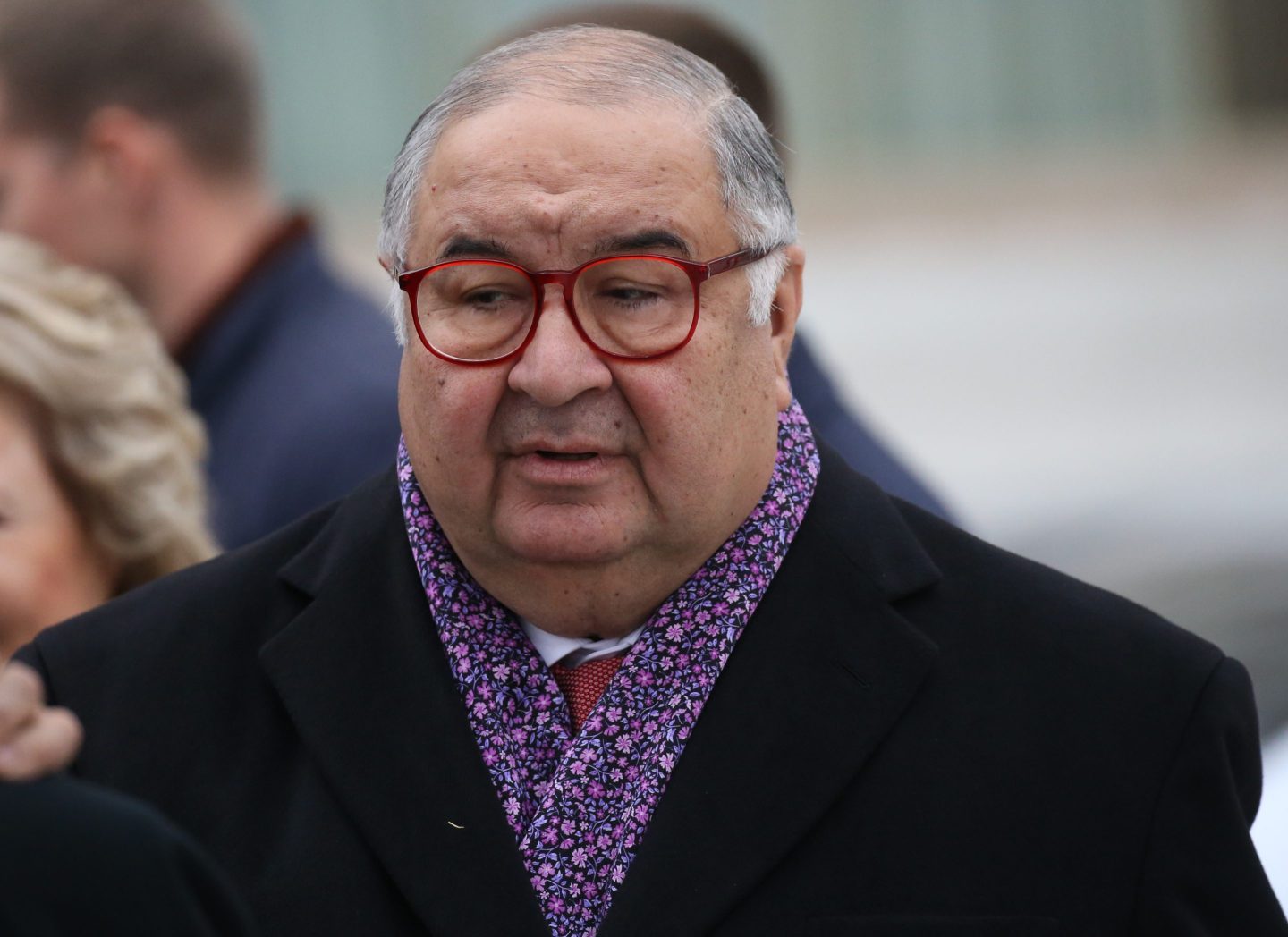 Russian billionaire and businessman Alisher Usmanov arrives to the openings of new monument to former Russian Prime Minister Yegeny Primakov at Smolenskaya Square inin Central Moscow, Russia, October,29,2019.