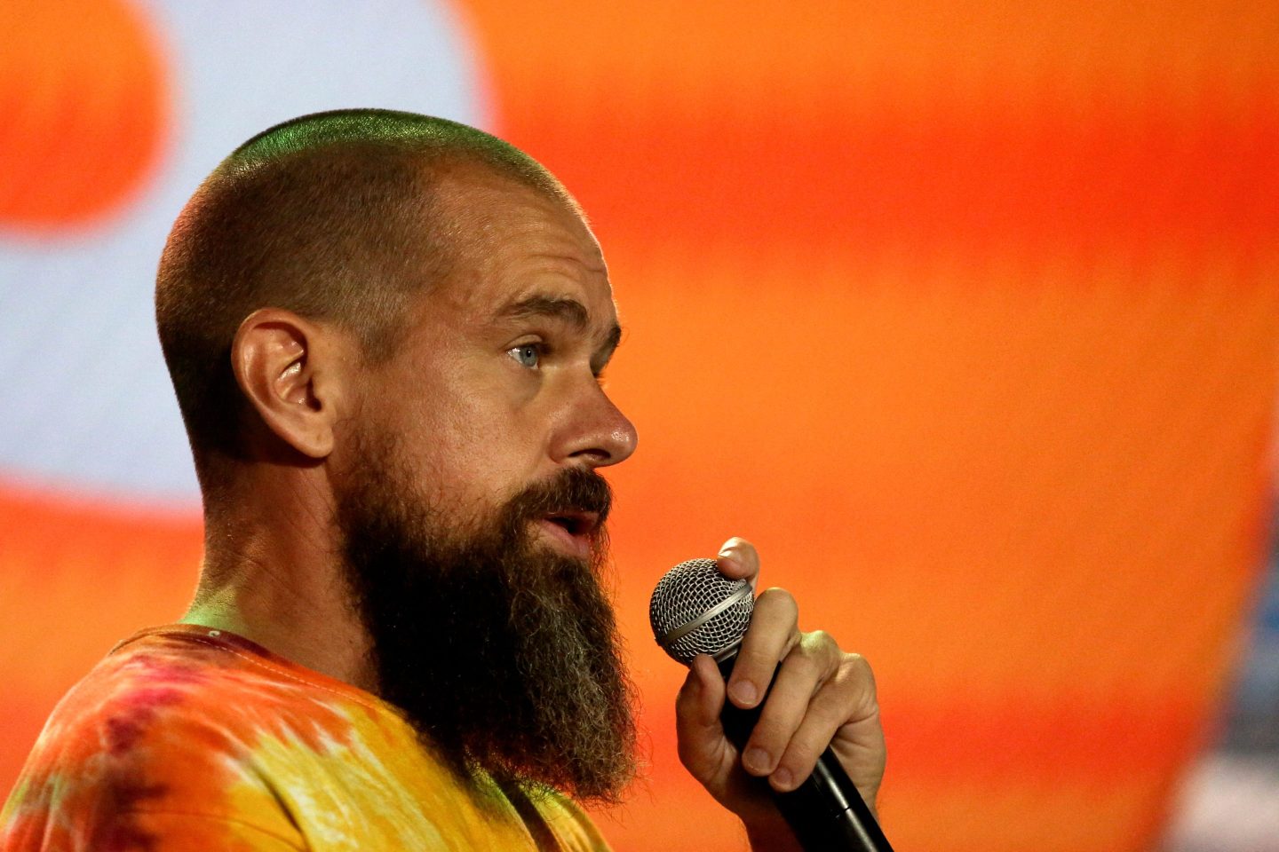 Jack Dorsey speaks at a Bitcoin convention in Miami in 2021.