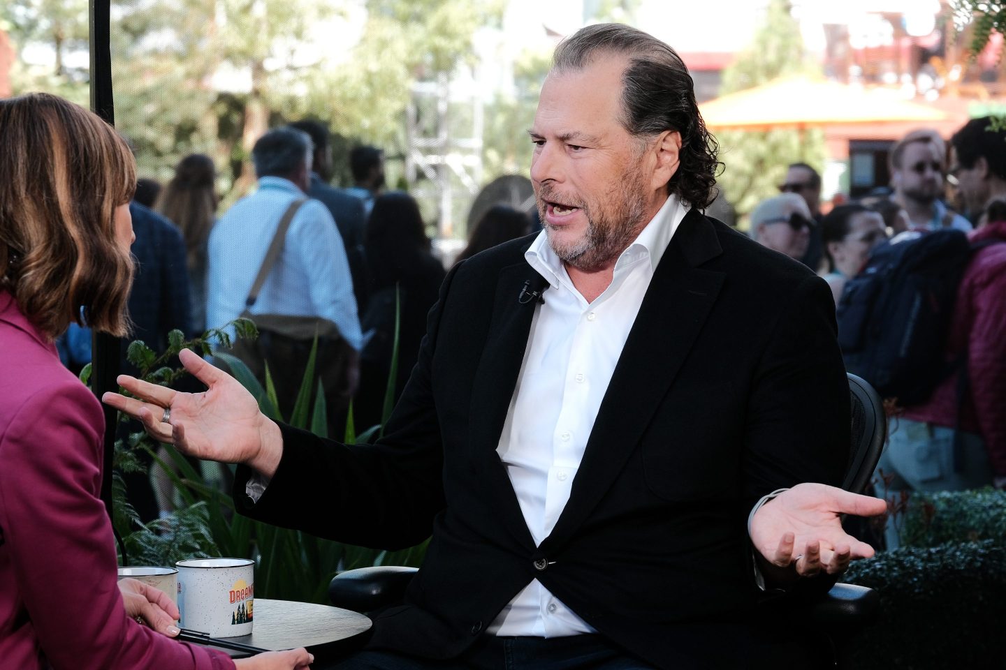 Salesforce CEO Marc Benioff during a television interview