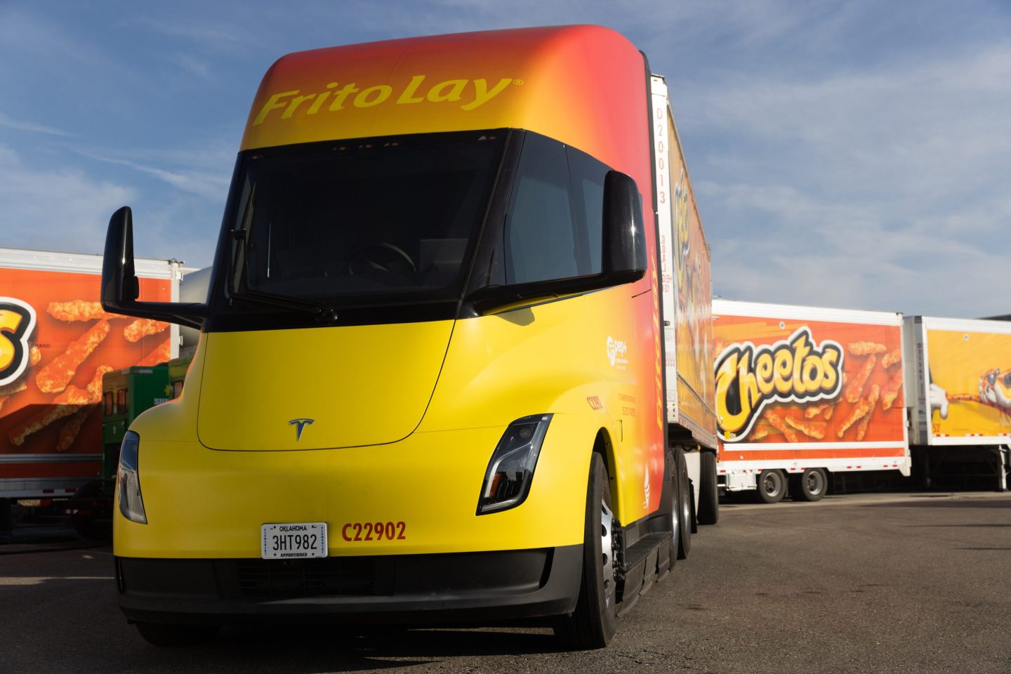 A Tesla Semi electric truck parked outside the Frito-Lay manufacturing facility in Modesto, Calif.