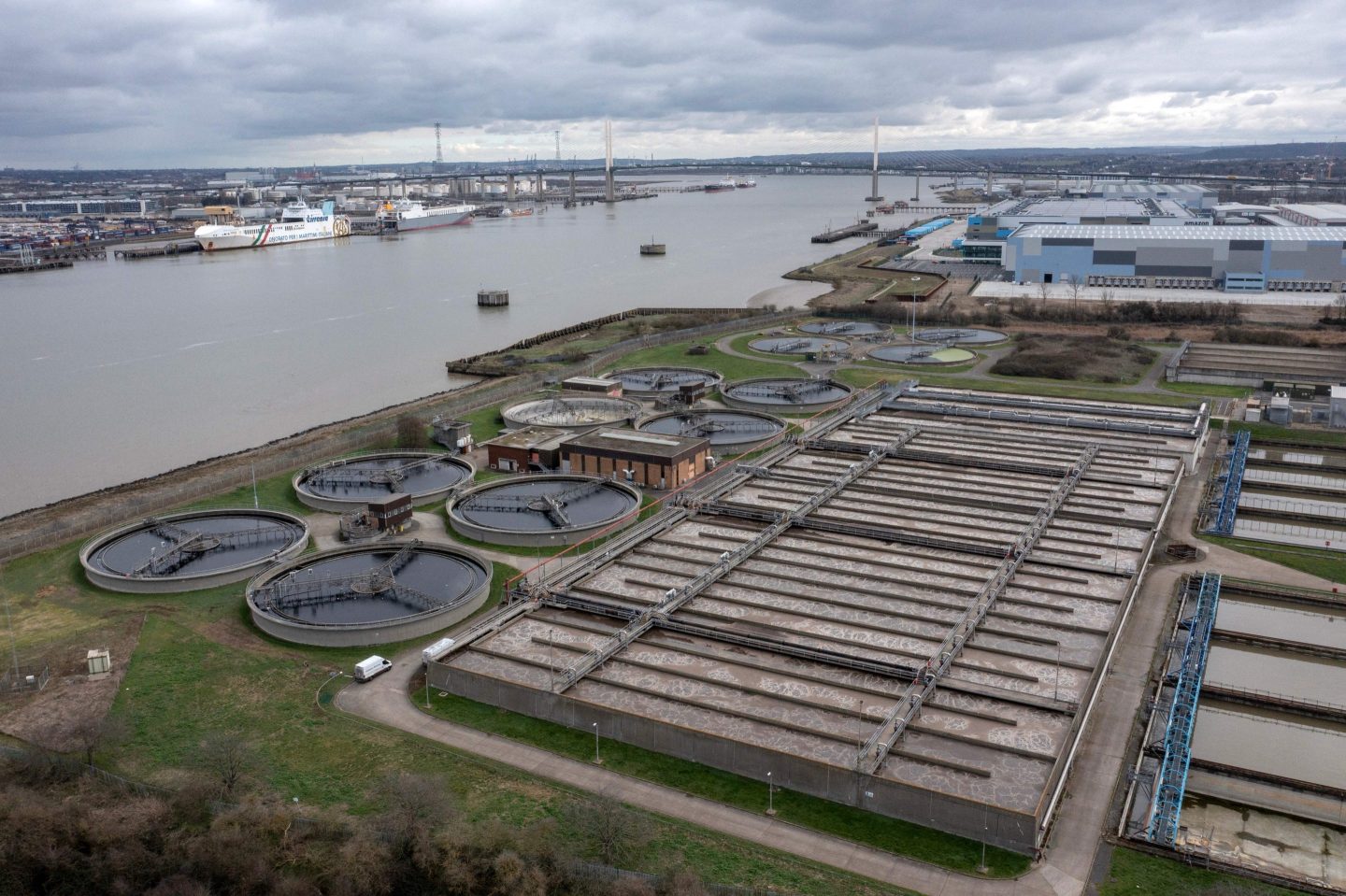 bird's eye view of a big water treatment facility