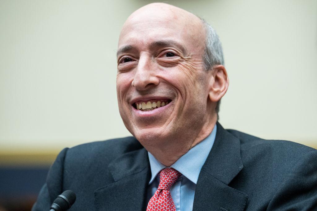 SEC Chair Gary Gensler testifies during a House Financial Services Committee hearing on April 18, 2023.