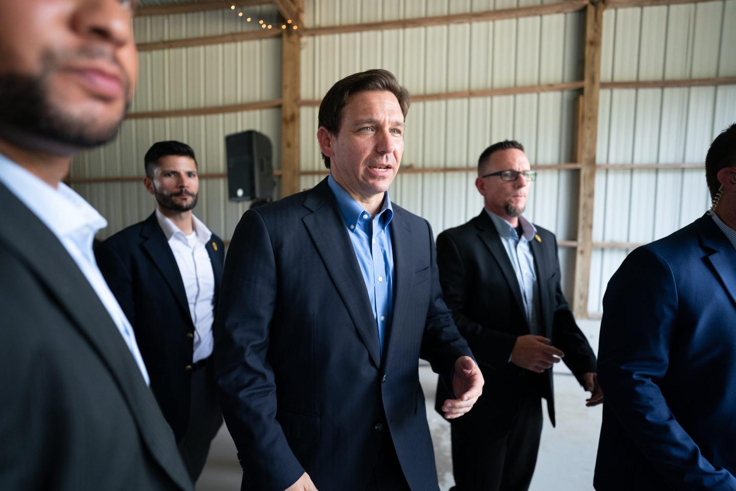 Images in a DeSantis Twitter video appear to show Trump hugging Anthony Fauci, something that never happened. 