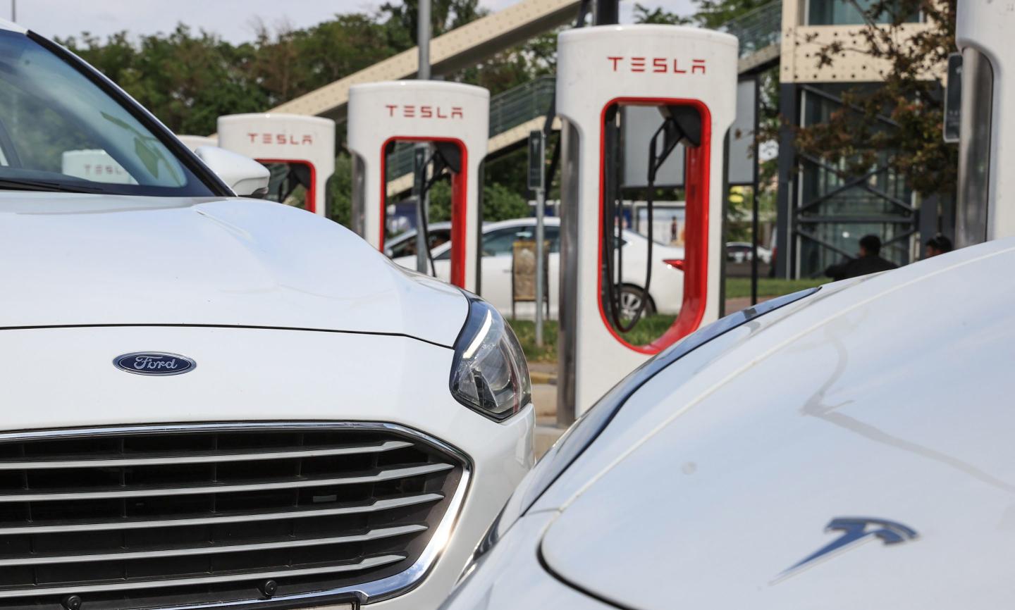 Tesla charging stations. 