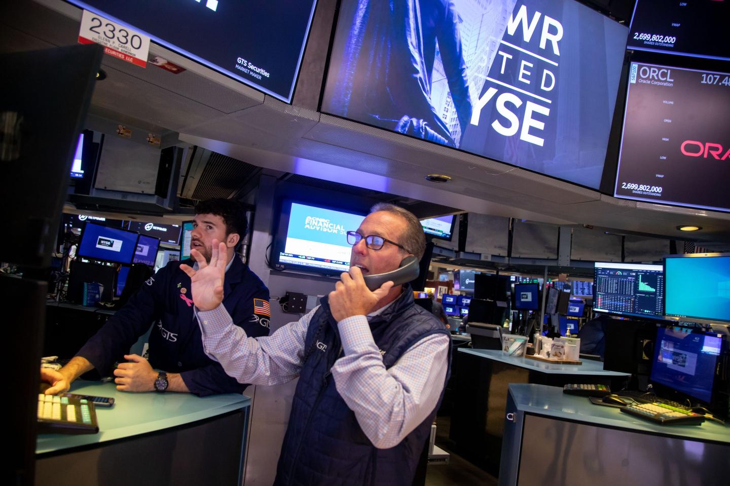 A trader on the floor of the New York Stock Exchange