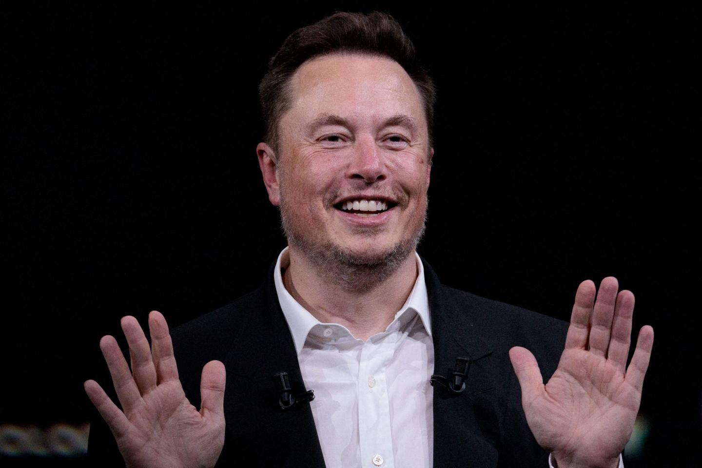 Tesla CEO Elon Musk poses during the Paris Vivatech Conference.