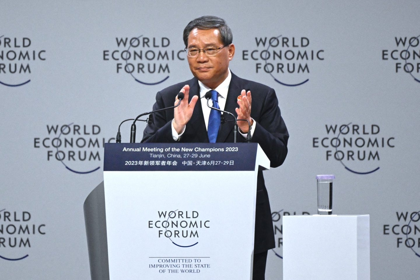 Chinese Premier Li Qiang criticized the concept of de-risking at the World Economic Forum's event in Tianjin on Tuesday.