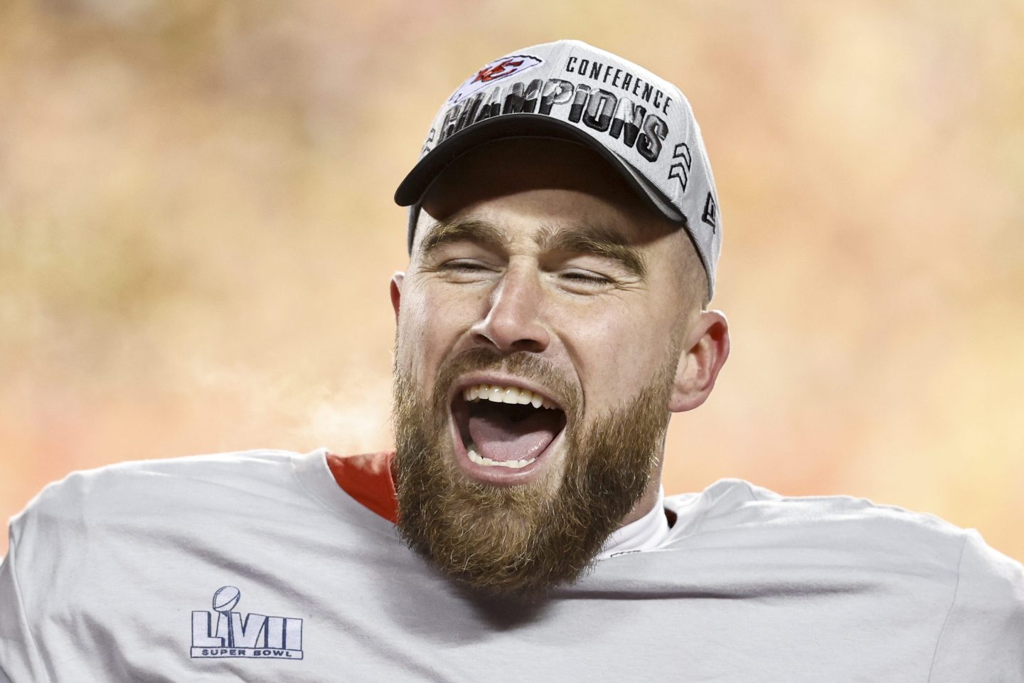 Travis Kelce beaming