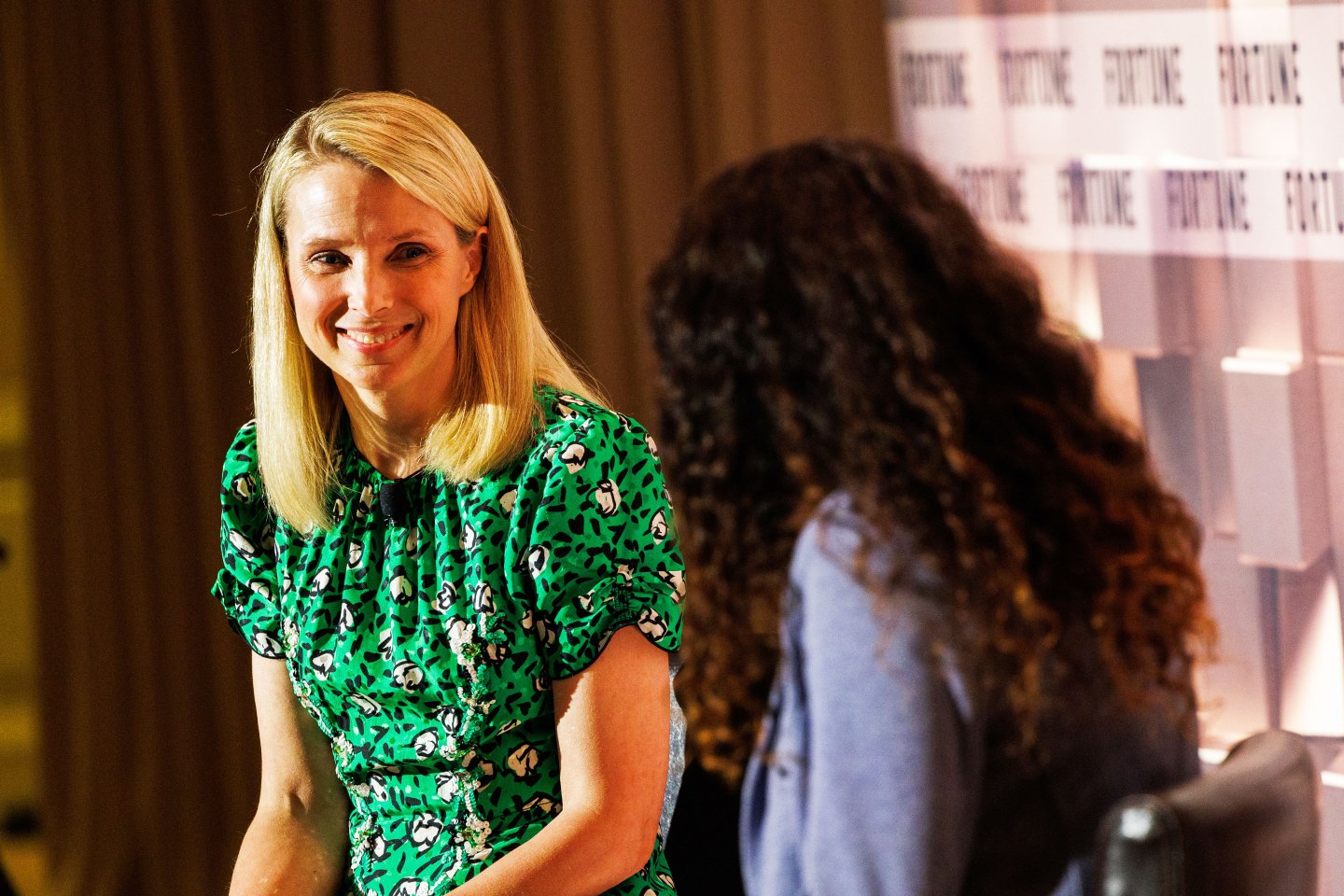 Marissa Mayer speaks with Fortune's Michal Lev-Ram in Menlo Park on Wednesday.