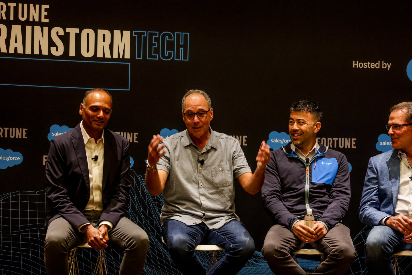 Left to right:
Amit Patel, CEO and President, Rakuten International; Dan Rosensweig, Co-chair, President and CEO, Chegg; Brad Hiranaga, Chief Brand Officer, Cotopaxi; Jim Steele, President, Global Strategic Customer and Partners, Salesforce