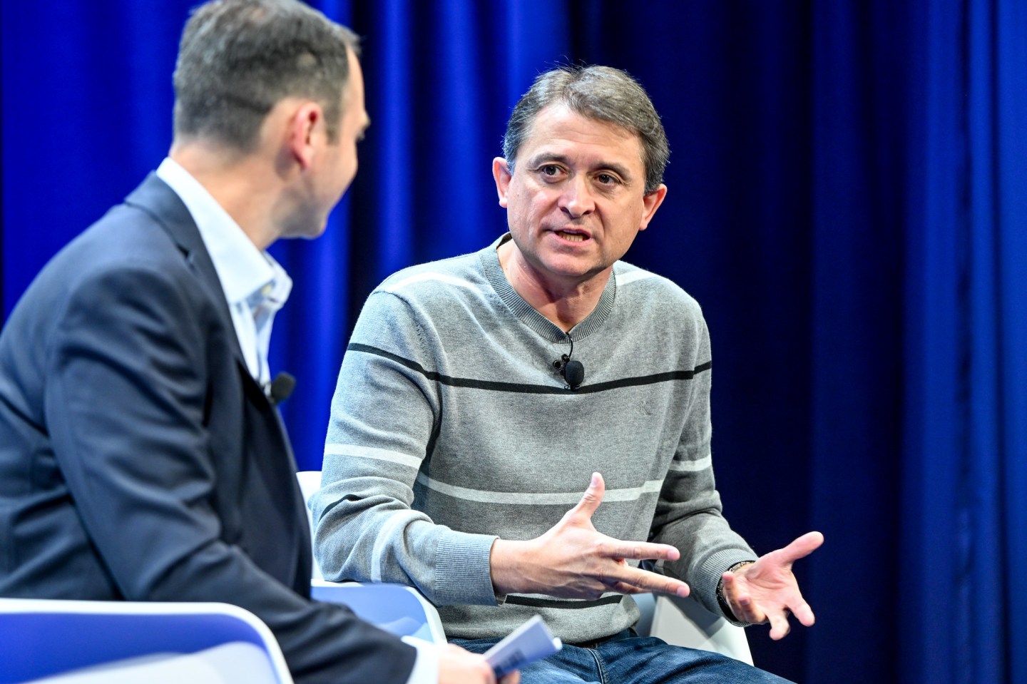 Jordi Ribas speaks to Coins2Day reporter at a Brainstorm tech session.