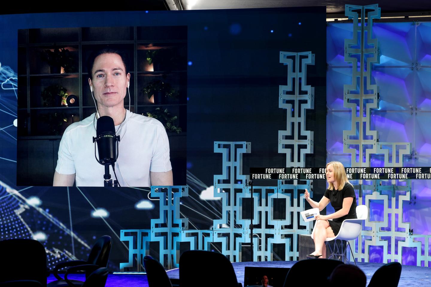 Alyson Shontell interviews Bryan Johnson on stage at Fortune Brainstorm Tech 2023.