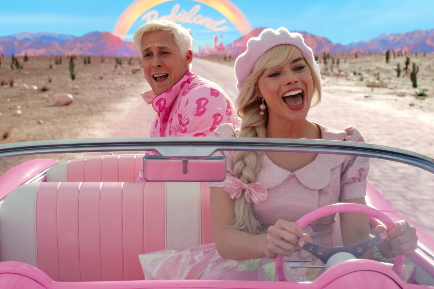 Ryan Gosling as Ken and Margot Robbie as Barbie in Warner Bros. Pictures’ “Barbie."