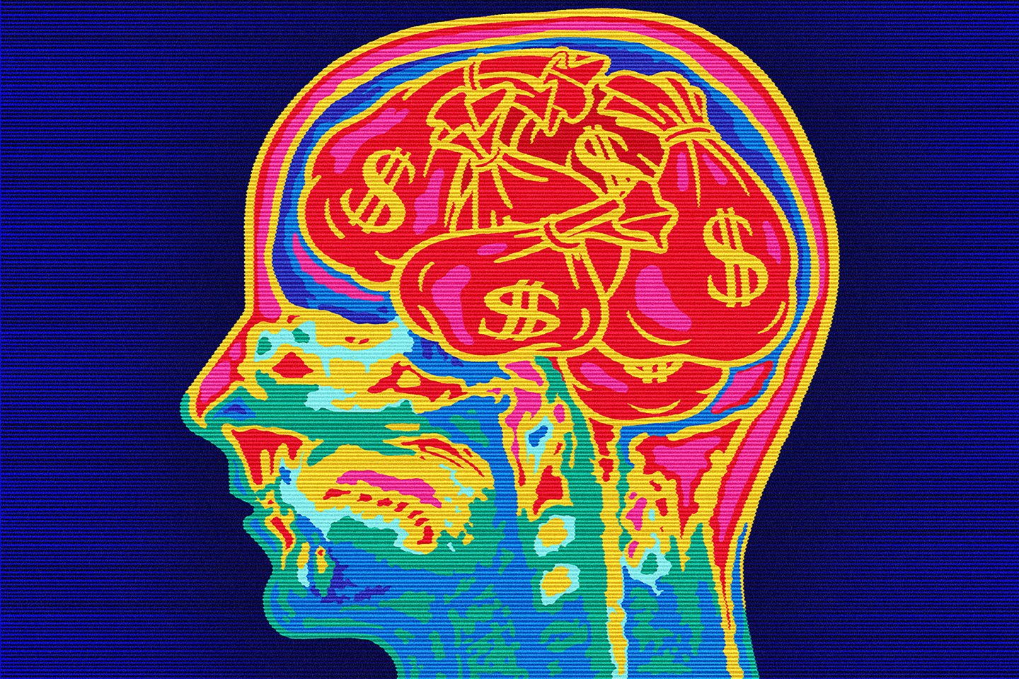 Artistic rendering of a person who has money on his mind