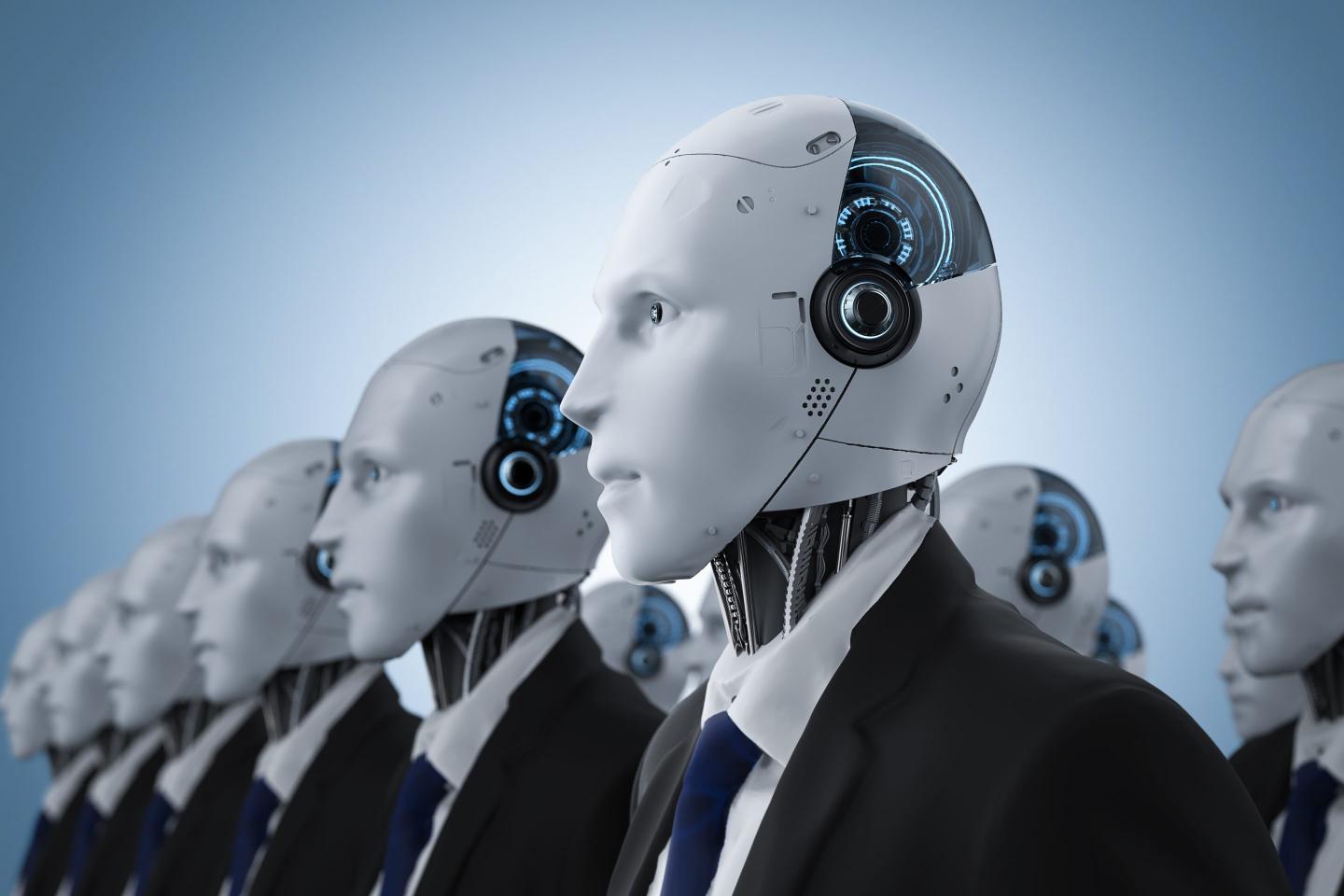 A rendering of robot business people.