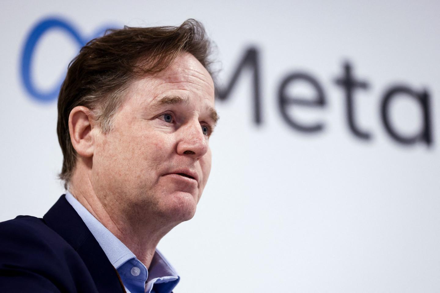Meta President Global Affairs Nick Clegg speaks during a press conference at the Meta showroom in Brussels on December 07, 2022.