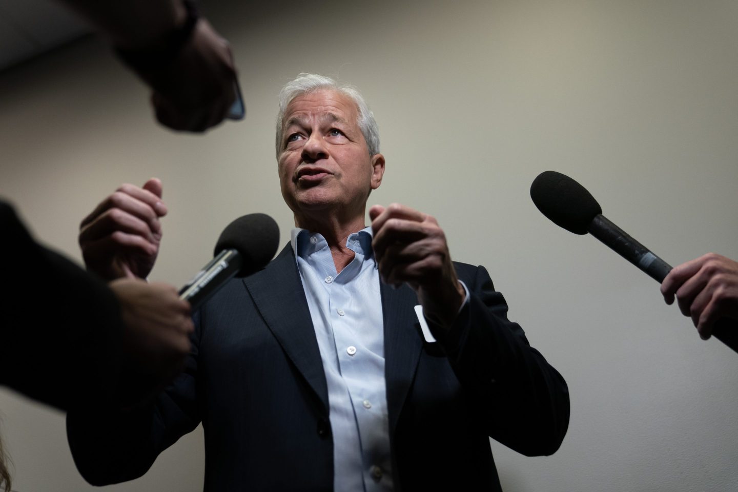 Jamie Dimon, chairman and chief executive officer of JPMorgan Chase, at the US Capitol for a lunch meeting with the New Democrat Coalition in Washington, DC, US, on Tuesday, June 6, 2023.
